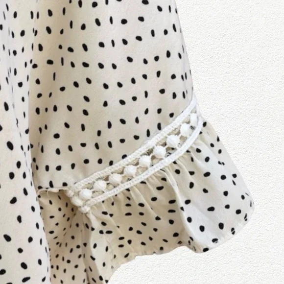 Shein Cream Black Polka Dot Top - Picture 6 of 9